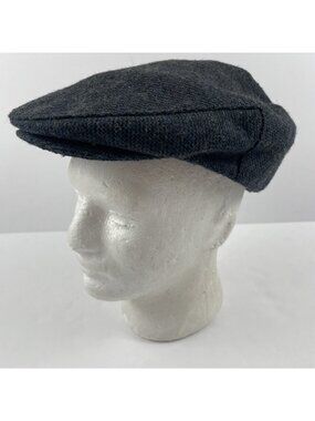 Brixton Hooligan Flat Cap Gray Tweed Woven Wool Blend Size M 7 1/4 58cm Blue